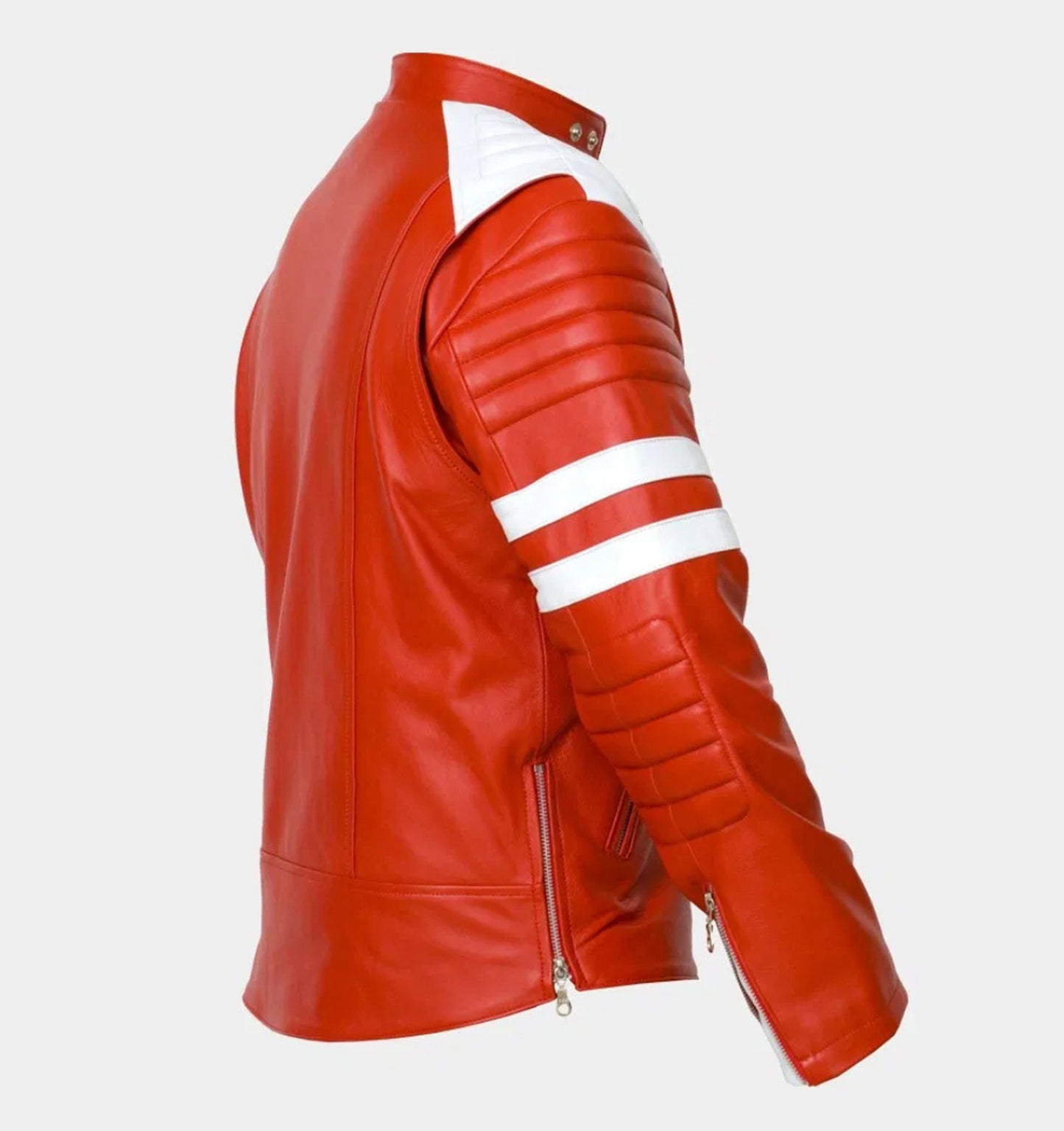 Taurus88 Red Sheep Leather Jacket With White Contrast